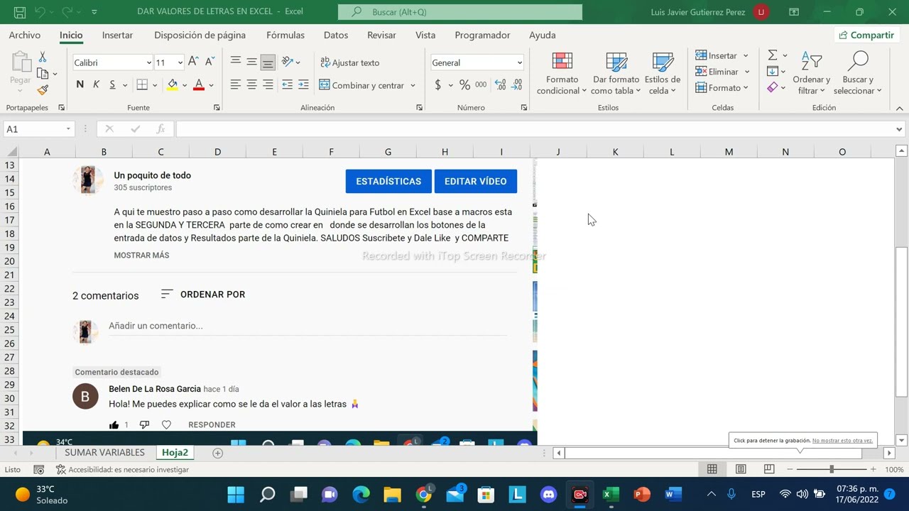 asignar un valor a una letra en excel