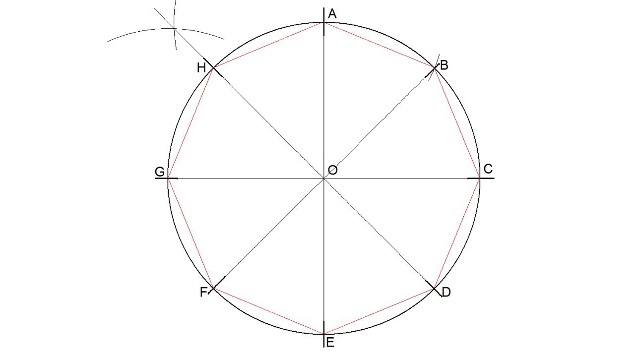 circunferencia dividida en 8 partes iguales