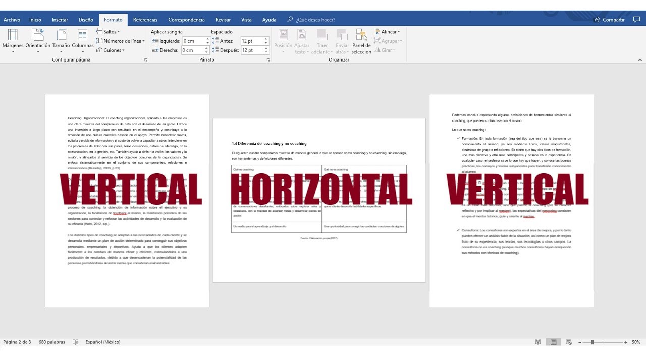 como añadir una hoja horizontal en word