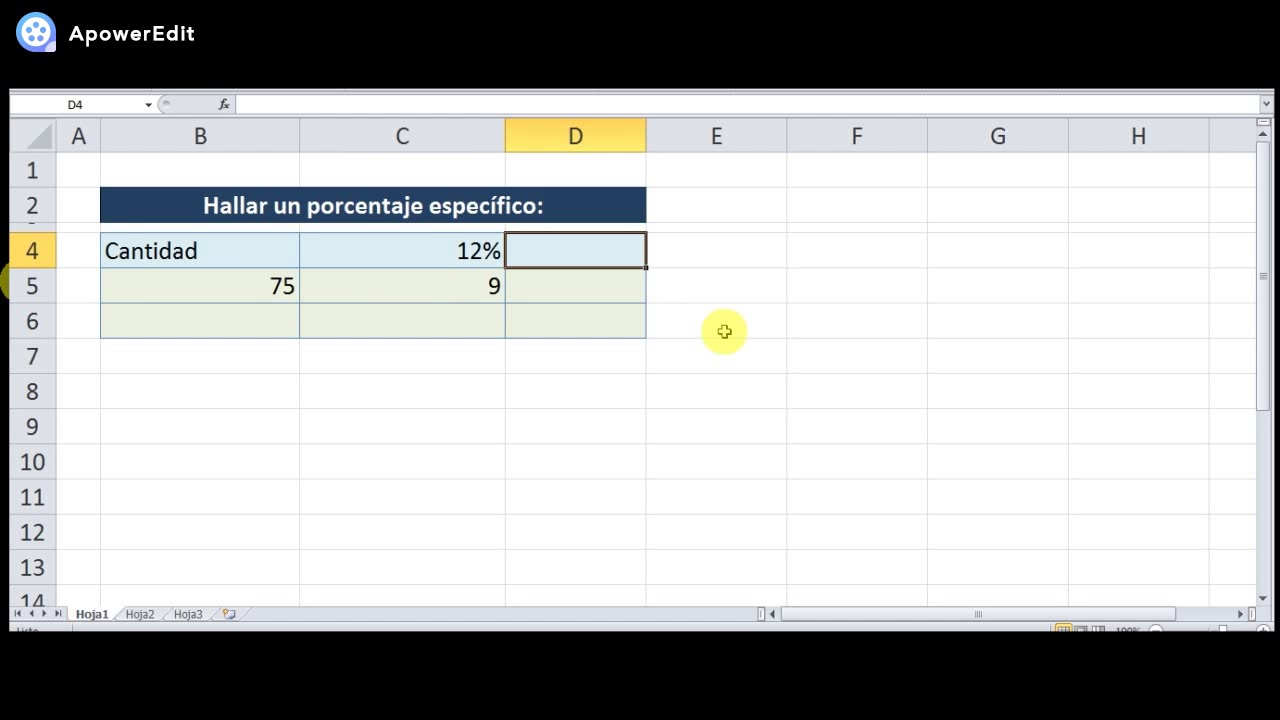 como aplicar una regla de tres en excel