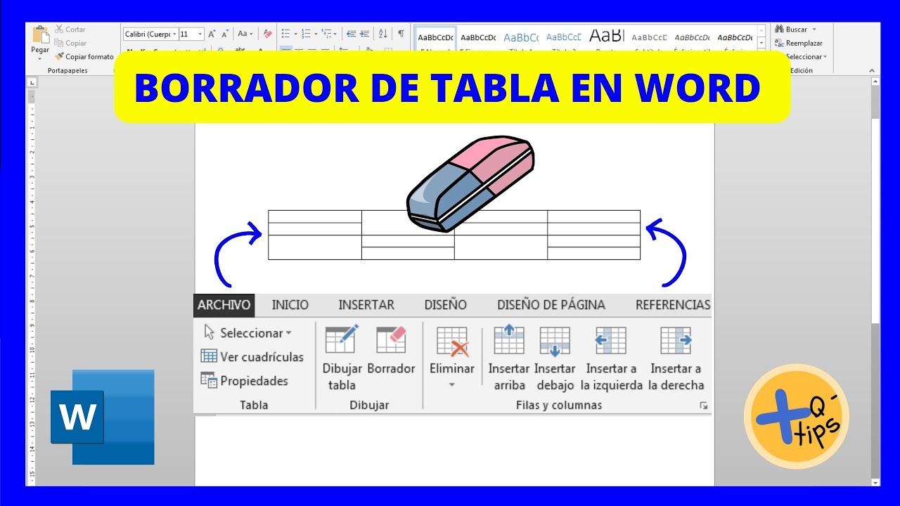 como borrar una celda de una tabla en word