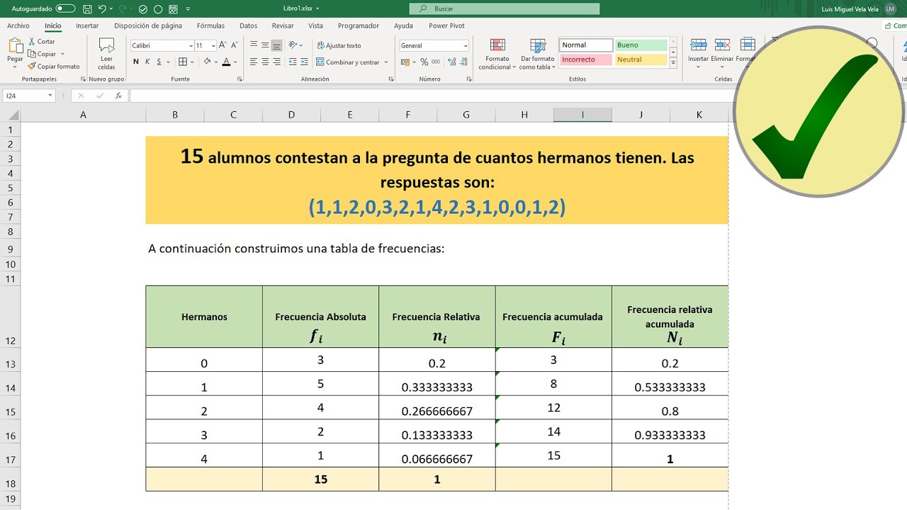 como calcular la frecuencia absoluta en excel