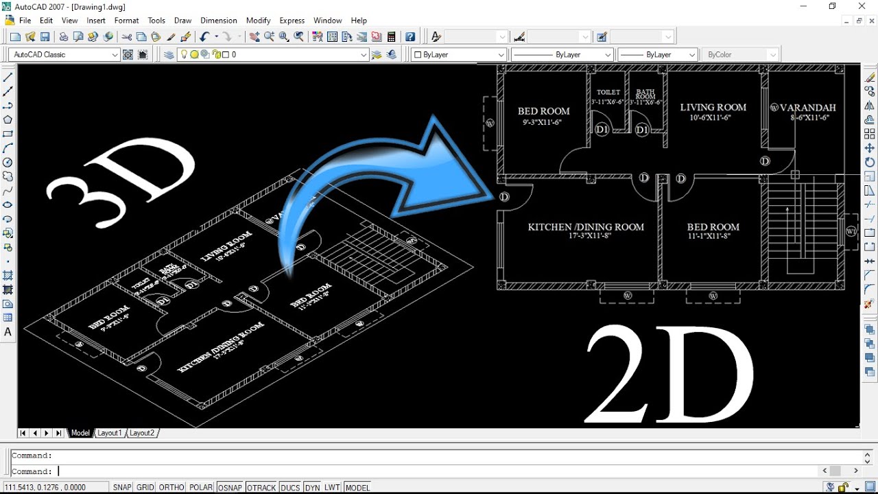 como cambiar de 3d a 2d en autocad 2018