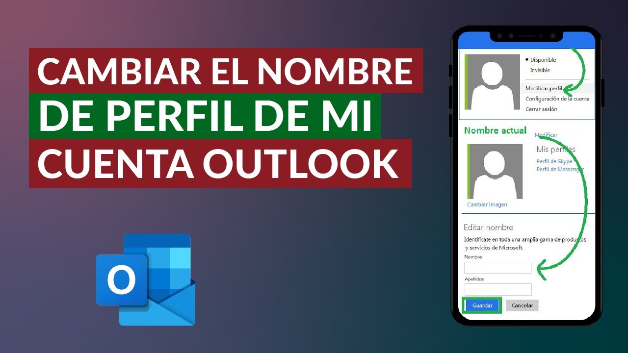 como cambiar mi nombre en outlook 2013