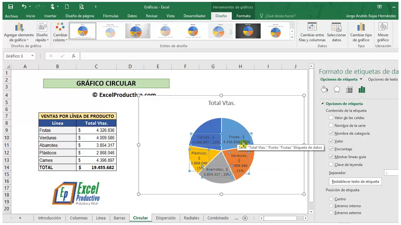 como hacer un grafico circular en excel