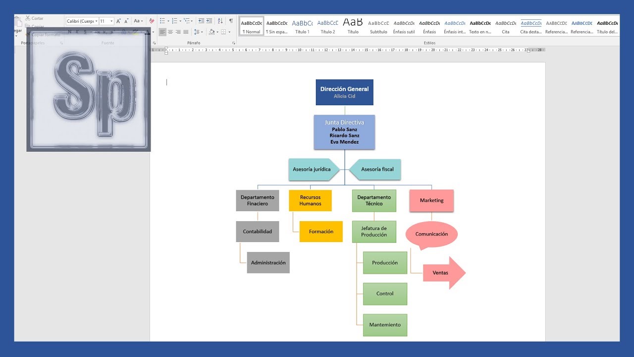 como hacer un organigrama en word 2017