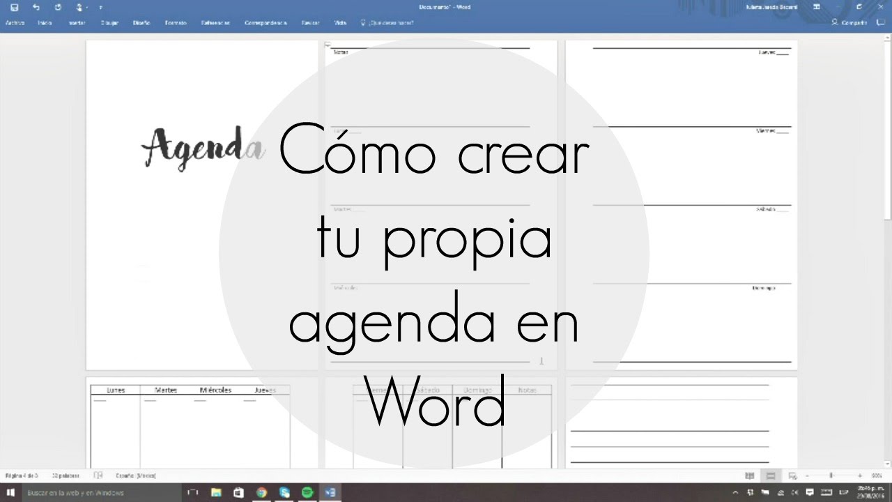 como hacer una agenda en word