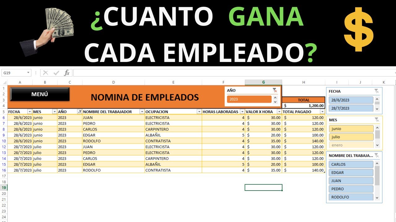 como hacer una nomina en excel paso a paso