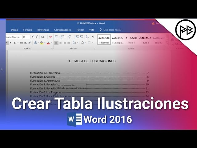 como hacer una tabla de ilustraciones en word