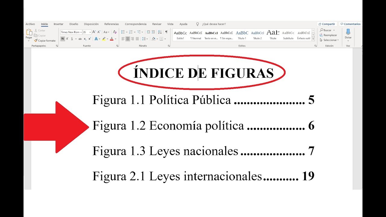 como insertar indice de figuras en word