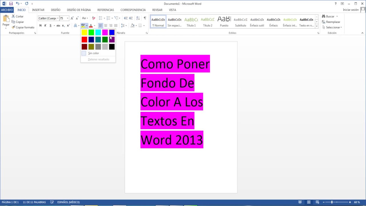 como poner fondo de color en un documento word