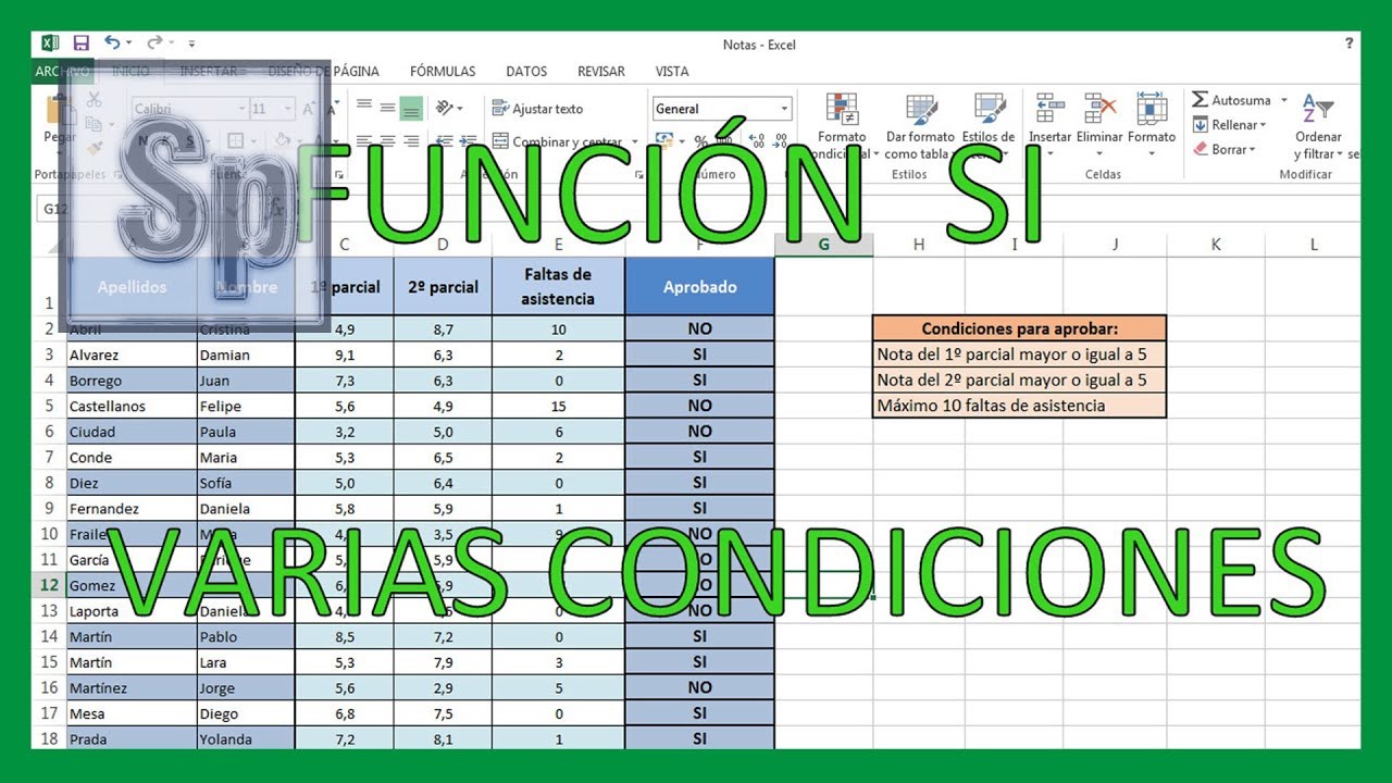 como poner varias condiciones en una celda de excel