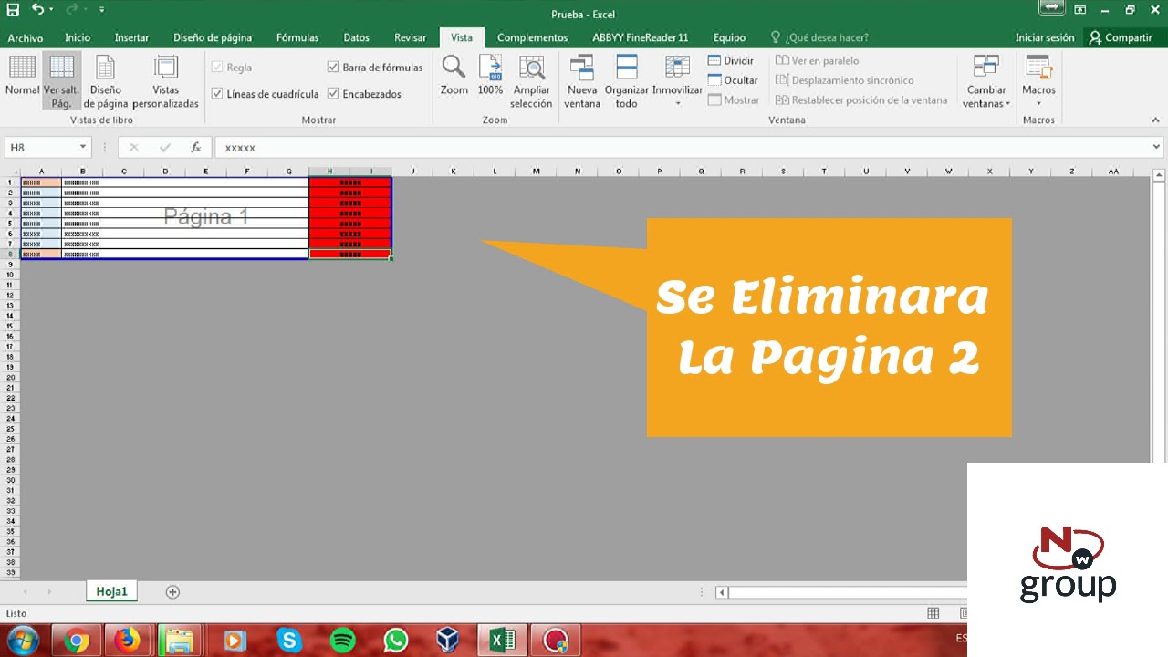 como quitar pagina 1 en excel