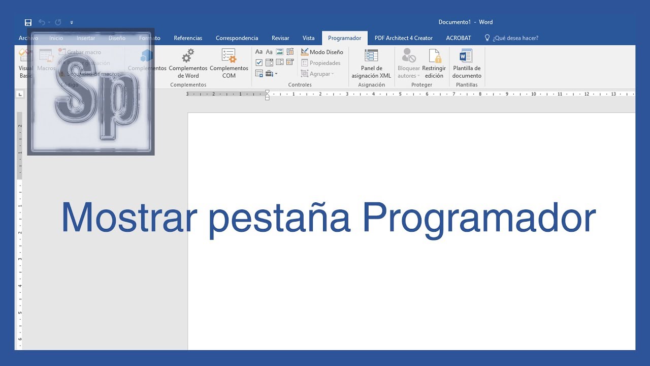 como sacar la pestaña programador en word