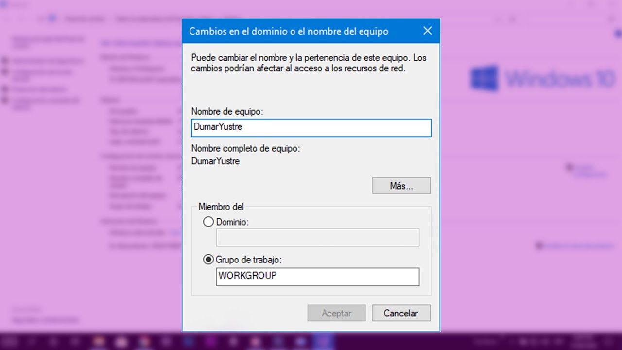 como ver el dominio de mi pc