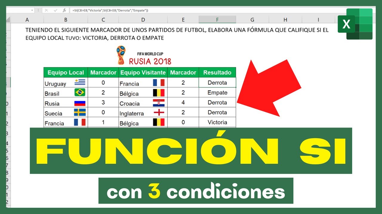 funcion si en excel con 3 condiciones