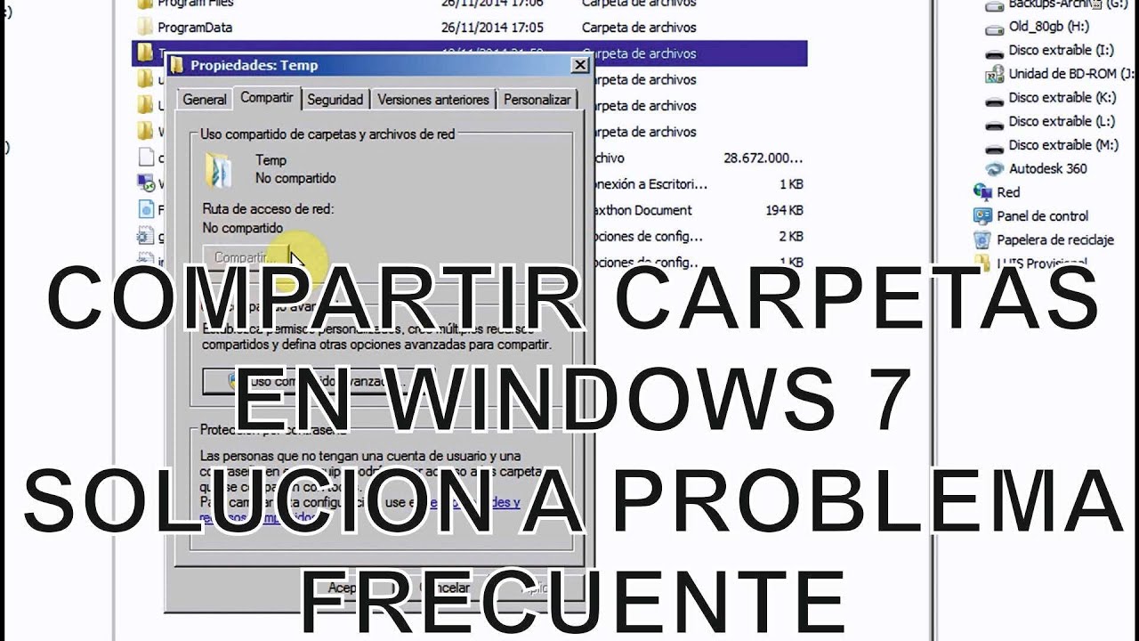 no puedo compartir carpetas en windows 7