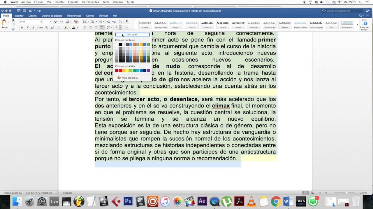 quitar fondo de letras en word