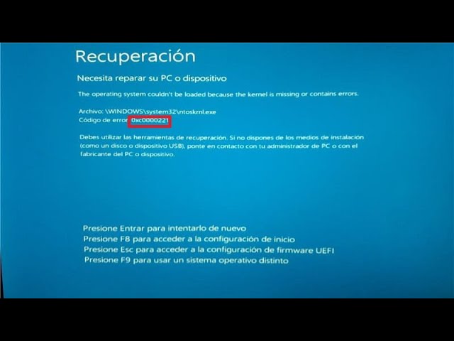 recuperacion necesita reparar su pc o dispositivo