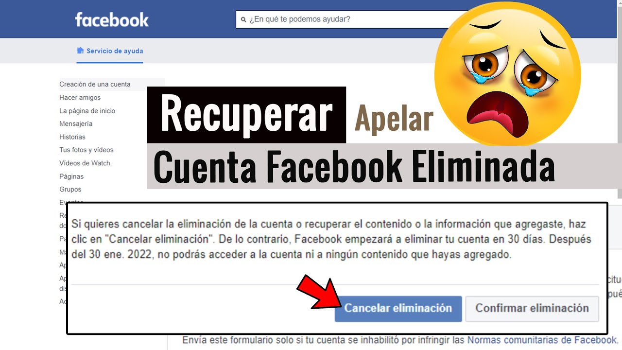 recuperar cuenta de facebook eliminada definitivamente