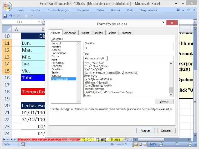 sumar y restar horas positivas y negativas en excel