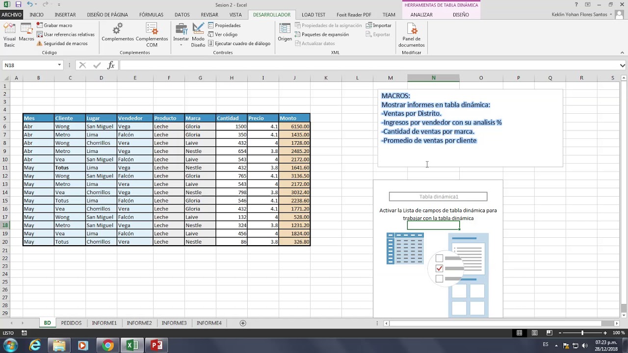 tablas dinámicas y macros en excel