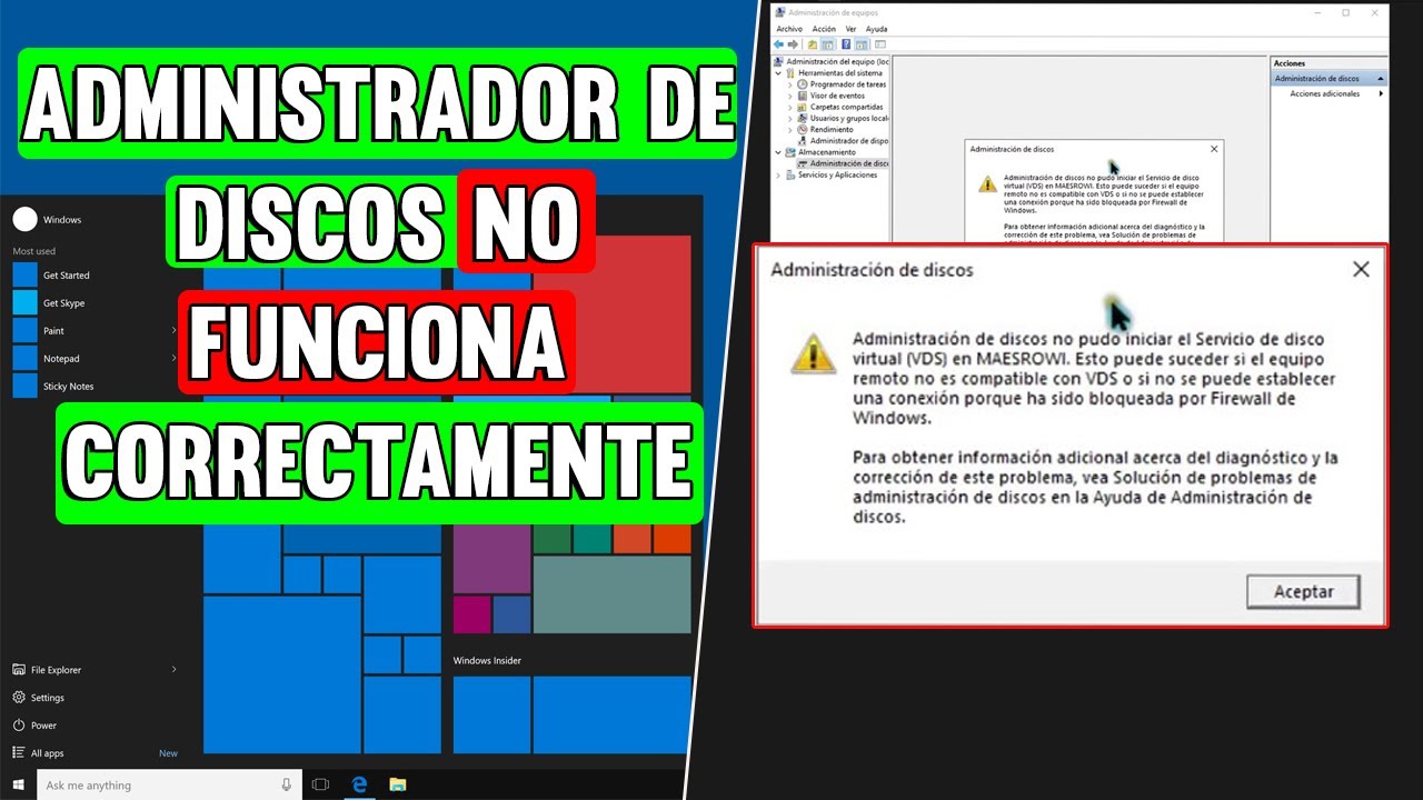 administrador de discos virtuales no se puede iniciar el servicio