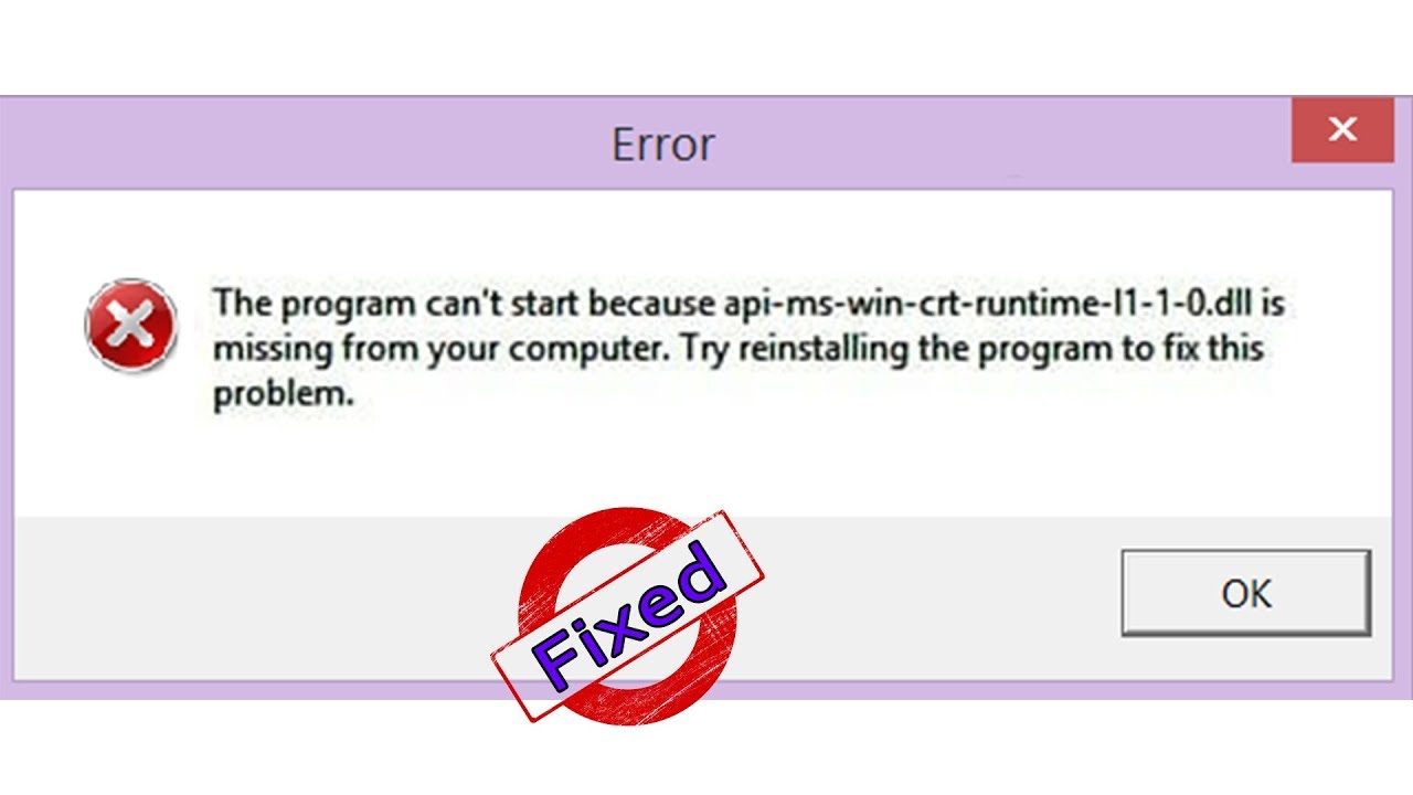 api ms crt runtime l1 1 0 dll missing