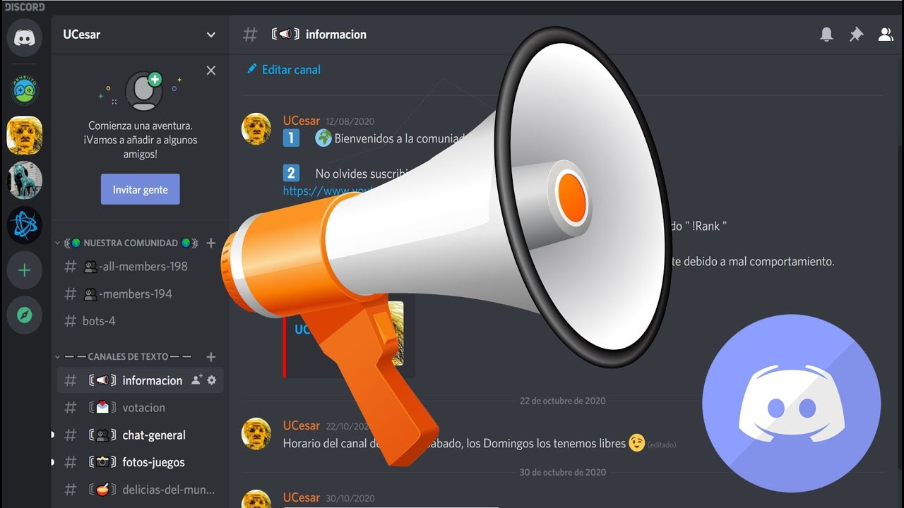 como crear canal de anuncios discord