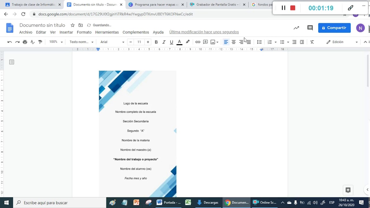 como hacer una portada en google docs