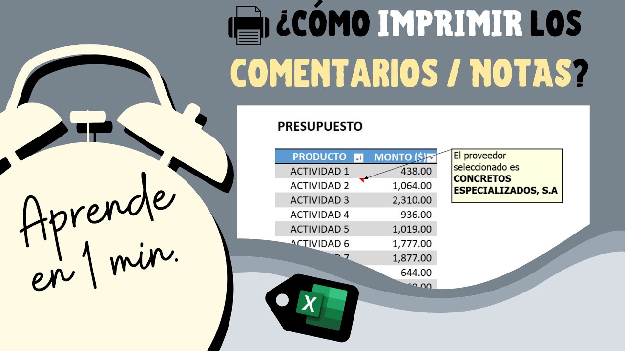 como imprimir un comentario en excel