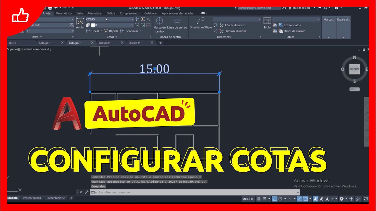 como poner cotas en metros autocad