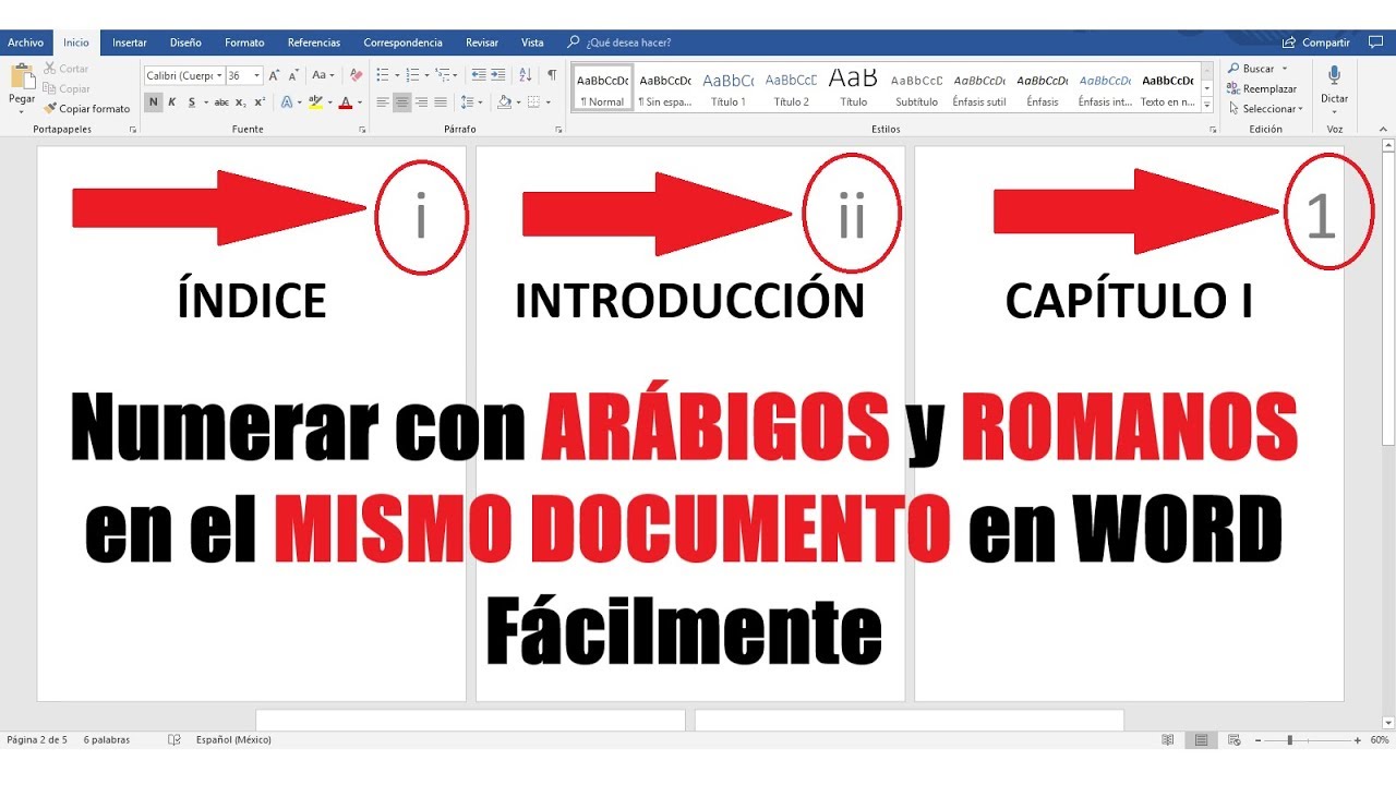 como poner numero romanos y arabigos en word