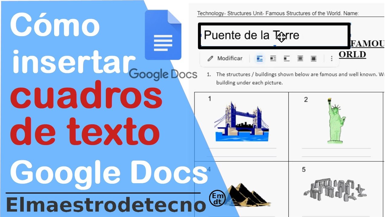 cuadro de texto en documentos de google