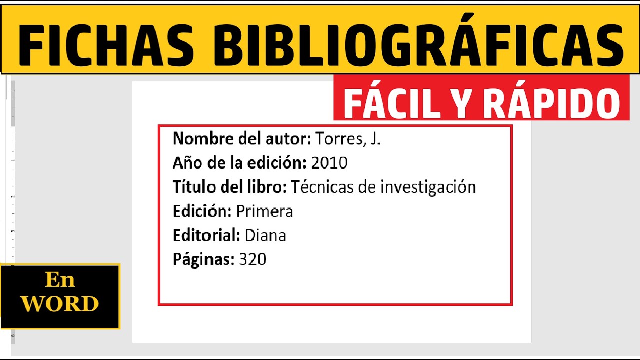 formato de ficha bibliográfica en word