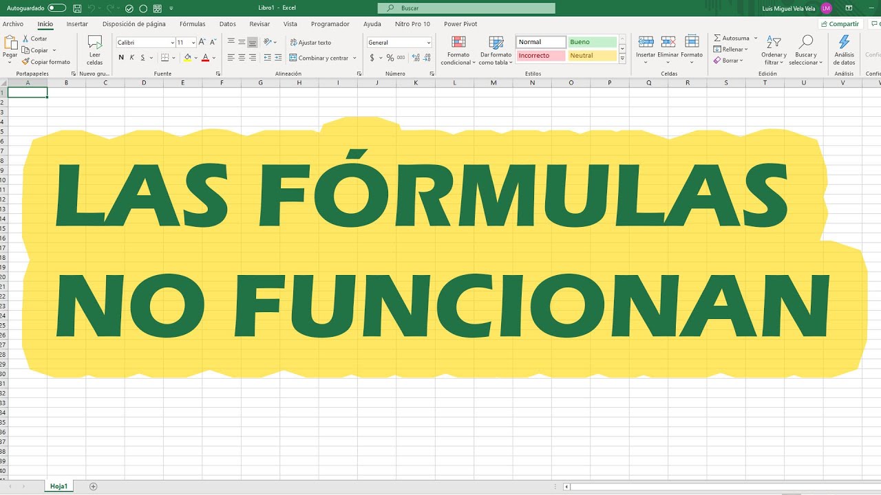 formula en excel no se ejecuta