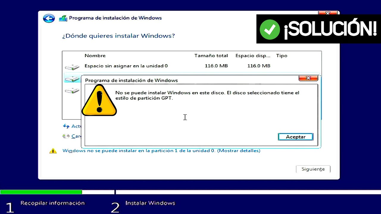 no me deja instalar sistema operativo en el disco duro