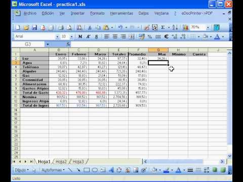 promedio máximo y mínimo en excel