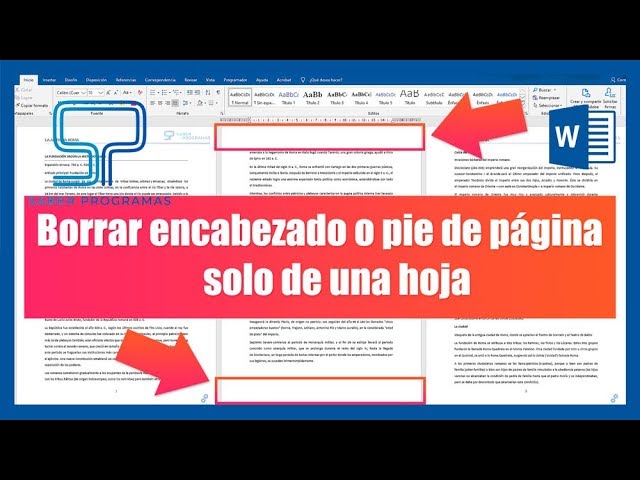 quitar encabezado en word de una sola pagina