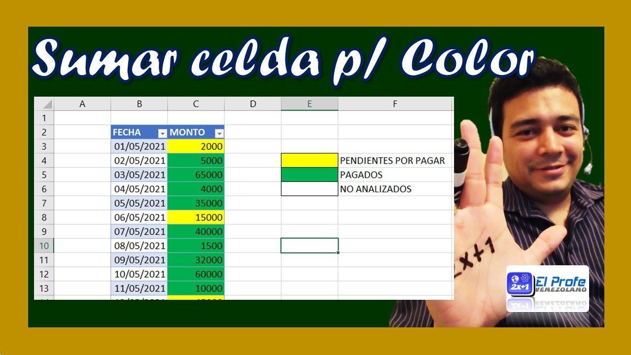 sumar casillas de un color en excel