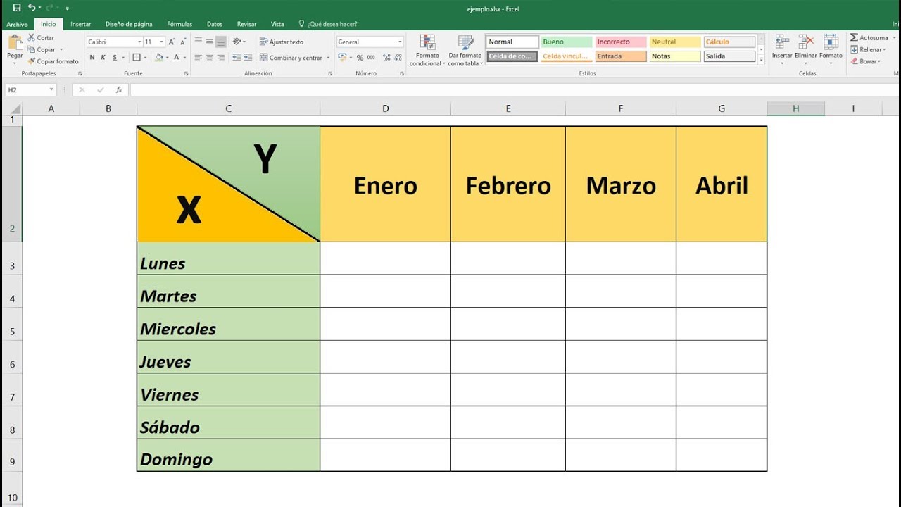 trama diagonal verde hacia abajo excel